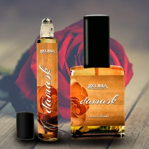 Damask Perfume Oil or Spray: Antique Rose, Agarwood, Patchouli - Woody Floral Incense Fragrance