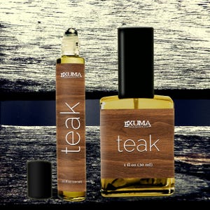 Teak Perfume Oil or Spray: Heartwood Teak and Sandalwood Fragrance, Fresh Unisex Woody Scent