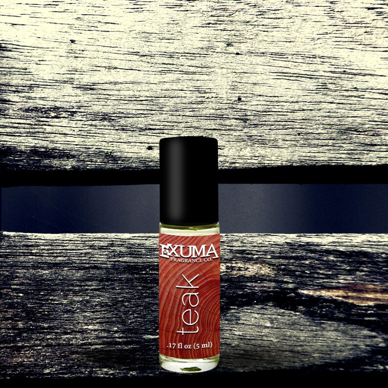 Teak Perfume Oil or Spray: Sandalwood, Pine Resin, Olibanum, Musk - Unisex Woody Scent 5 ml Roll-On