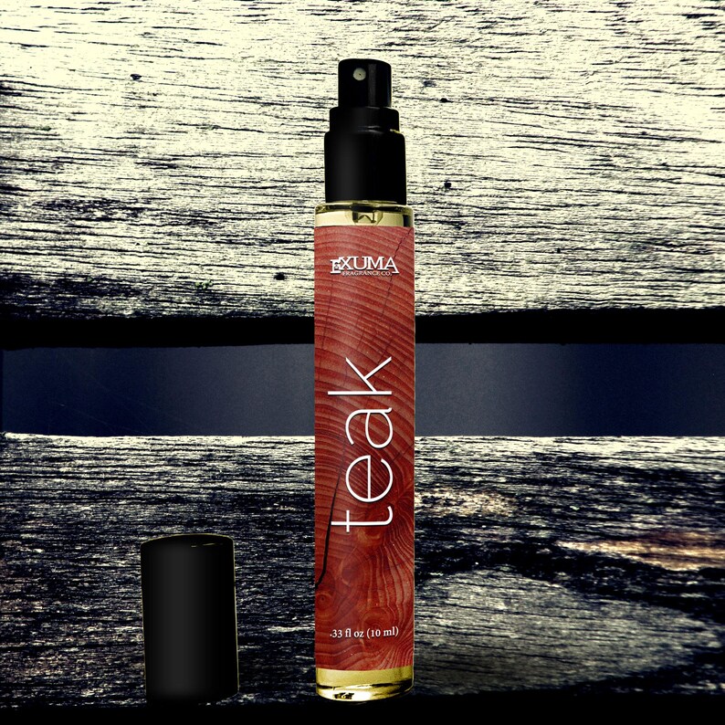 Teak Perfume Oil or Spray: Sandalwood, Pine Resin, Olibanum, Musk - Unisex Woody Scent 10 ml Spray