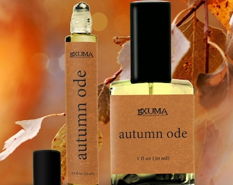 Autumn Ode Perfume Oil or Spray: Caramel, Oud, Vanilla, Rose - Gourmand Fall Amber