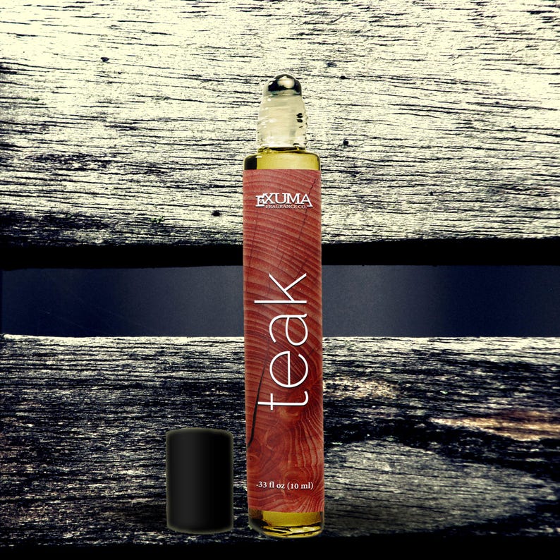 Teak Perfume Oil or Spray: Sandalwood, Pine Resin, Olibanum, Musk - Unisex Woody Scent 10 ml Roll-On
