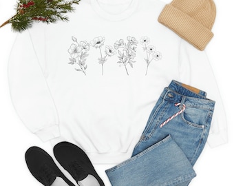 Wild Flowers Sweatshirt, Wildflower sweatshirt, Floral Shirt