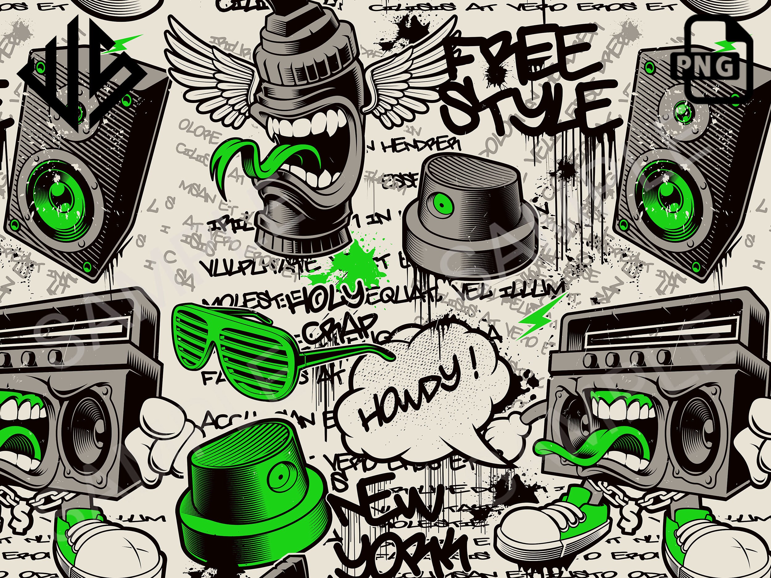 Graffiti BG 3 High Resolution PNG, Digital File, Graffiti, Sticker ...