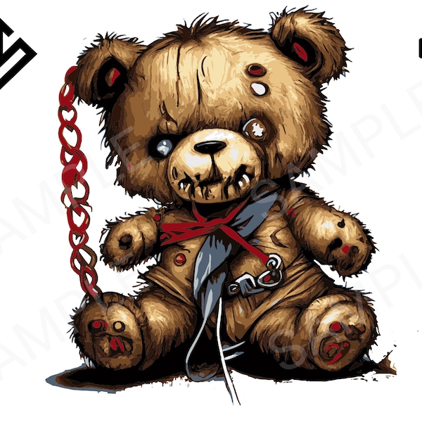 Chain Bear - High resolution PNG, Digital File, Graffiti, Sticker, Urban Design, DTG Clipart, High Res Download, Streetwear Sublimation