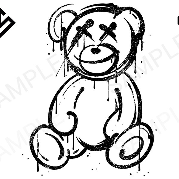 Schablone Bär - hochauflösende PNG, digitale Datei, Graffiti, Aufkleber, Urban Design, DTG Clipart, High Res Download, Streetwear Sublimation