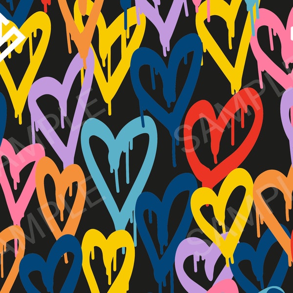 Graffiti Hearts - High resolution PNG, Digital File, Graffiti, Sticker, Urban Design, DTG Clipart, High Res Download, Streetwear Sublimation