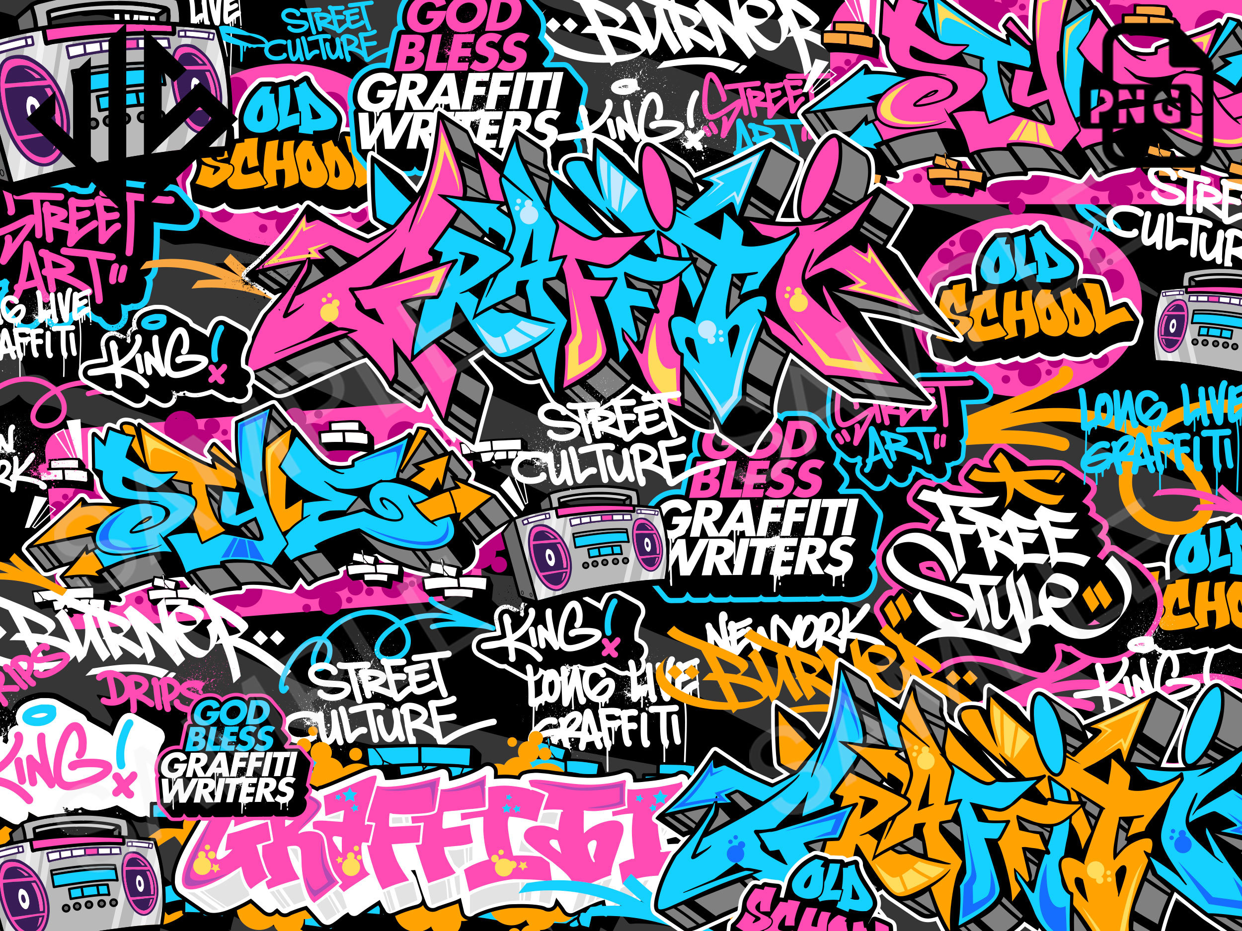 Graffiti BG 10 High Resolution PNG, Digital File, Graffiti, Sticker ...