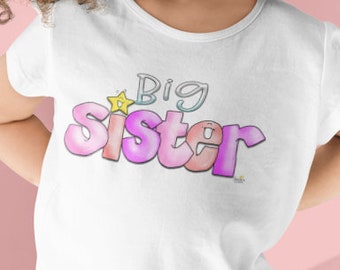 Big Sister tshirt for toddlers by The Giggle Network, Big Sister t shirt, Big Sister gift, toddler gift, New baby gift