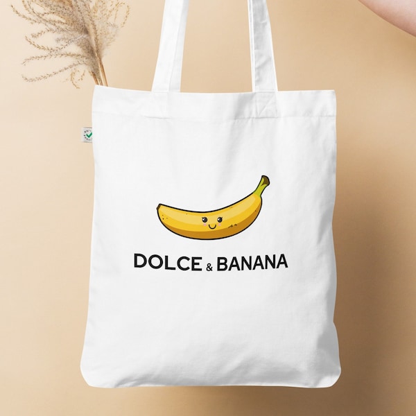 Dolce and Banana Pun Tote Bag, Funny Dolce & Banana Grocery Bag, Cotton Tote Bag, Designer Fashion Bag, Dolce and Gabbana Bag