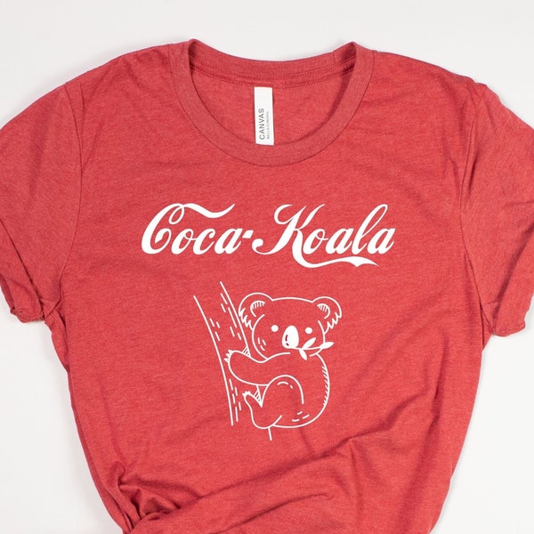 Coca Koala T-Shirt, Women's Coca Cola Logo T-Shirt, Cute Pun T-Shirt, Vintage Aesthetic Logo T-Shirt, Summer Coca Cola Tee, Coca Cola Font