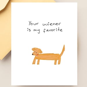 Grappig 'Your Wiener Is My Favorite' liefdeskaart, teckelkaart, hond valentijnskaart, kaart voor vriend of echtgenoot, worstje, datingkaart