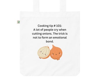 Onion Tote Bag, Cooking Tip Tote, Reusable Grocery Bag, Funny and Eco-friendly Tote, Vegetable Puns