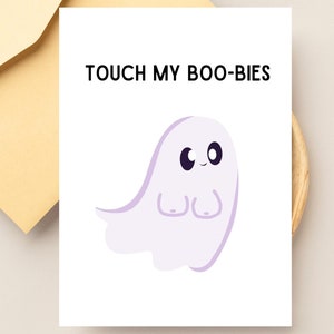 Carte d'Halloween « Touche mes nichons », drôle de carte pour Halloween, carte de voeux, Halloween romantique, carte d'Halloween 5 x 7 pour petit ami
