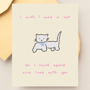 Jolie carte d'amour « Passez neuf vies avec vous », carte d'anniversaire, carte de femme chat pour petit ami ou mari ou petite amie ou femme, carte je t'aime