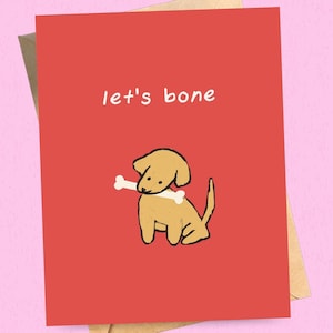 Lustige 'Let's Bone' Valentinstag Hundekarte, Liebeskarte, Romantische Karte für Freund oder Ehemann, Sexy Valentine, Flirty Karte, Zunder Karte