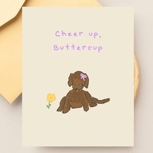 Leuke kaart 'Cheer Up, Buttercup', beterschapskaart, kaart Thinking of You, kaart geestelijke gezondheid, kaart voor vriend, positieve kaart