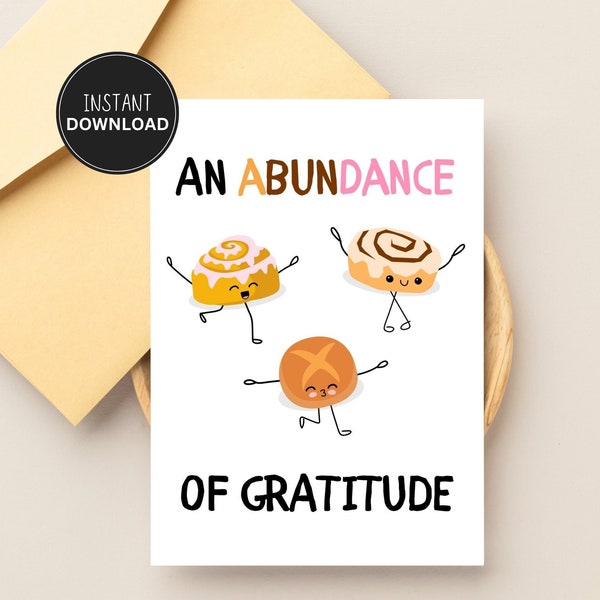 Funny Thank You Card, Cute Greeting Card, Pun Thank You, Printable Card, Instant Download Digital Card, Gratitude