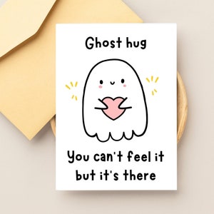 Carte Halloween câlin fantôme, carte drôle pour Halloween, carte de voeux, carte Halloween pour enfants, carte Halloween 5 x 7, carte Halloween imprimable