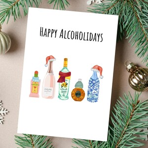 Carte de Noël drôle « Happy Alcoholidays », carte de vœux drôle, carte de Noël vin, cadeau de Noël vin, carte de Noël pour un ami, carte 5 x 7