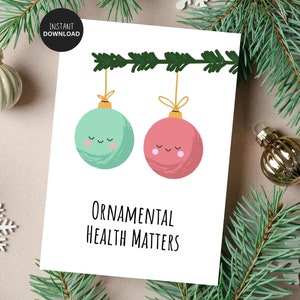 Tarjeta de Navidad divertida 'La salud mental importa', tarjeta de adorno de Navidad, tarjeta de Navidad de bienestar, tarjeta de Navidad para un amigo, tarjeta de Navidad Punny