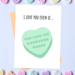 Carte de Saint-Valentin coeur bonbon drôle, carte de Saint-Valentin drôle pour petit ami ou mari, carte d'amour, carte d'anniversaire, carte pour partenaire