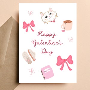 Happy Galentines Day Card, Valentines Card for Friend, Cute Valentine for Girl, Girl Era, Love Card, Bow Era Valentine, Pretty Card