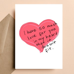 Carte amour drôle, jolie carte d'anniversaire, carte coeur, carte amour, Saint-Valentin pour petit ami ou mari, carte Je t'aime pour enfant, carte romantique