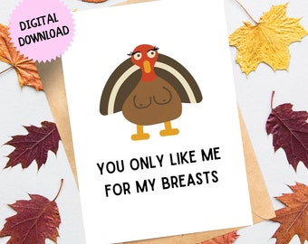 Dirty Thanksgiving Card, Funny Thanksgiving, Turkey, Happy Thanksgiving, Card for Husband, Boyfriend, Holiday Card, Printable Card, 5x7