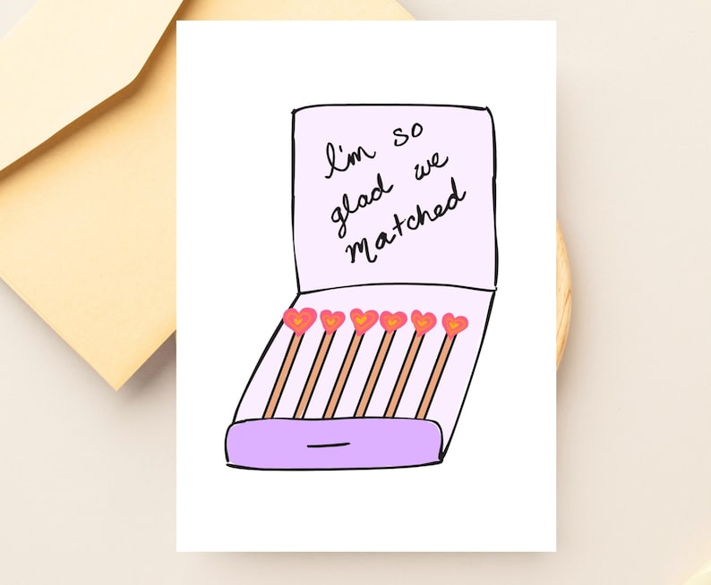 Funny 'Glad We Matched' Anniversary Card for Boyfriend, Husband, Girlfriend, Wife, Tinder Card, Love Card, Dating App Card, Romantic Card image 6