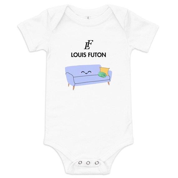 Louis Futon Baby Onesie Funny Pun Baby Onesie Designer Louis Vuitton Baby Clothes Unique Baby Gift Baby Girl Fashion Cute Baby Gift Etsy