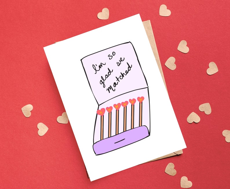 Funny 'Glad We Matched' Anniversary Card for Boyfriend, Husband, Girlfriend, Wife, Tinder Card, Love Card, Dating App Card, Romantic Card image 4