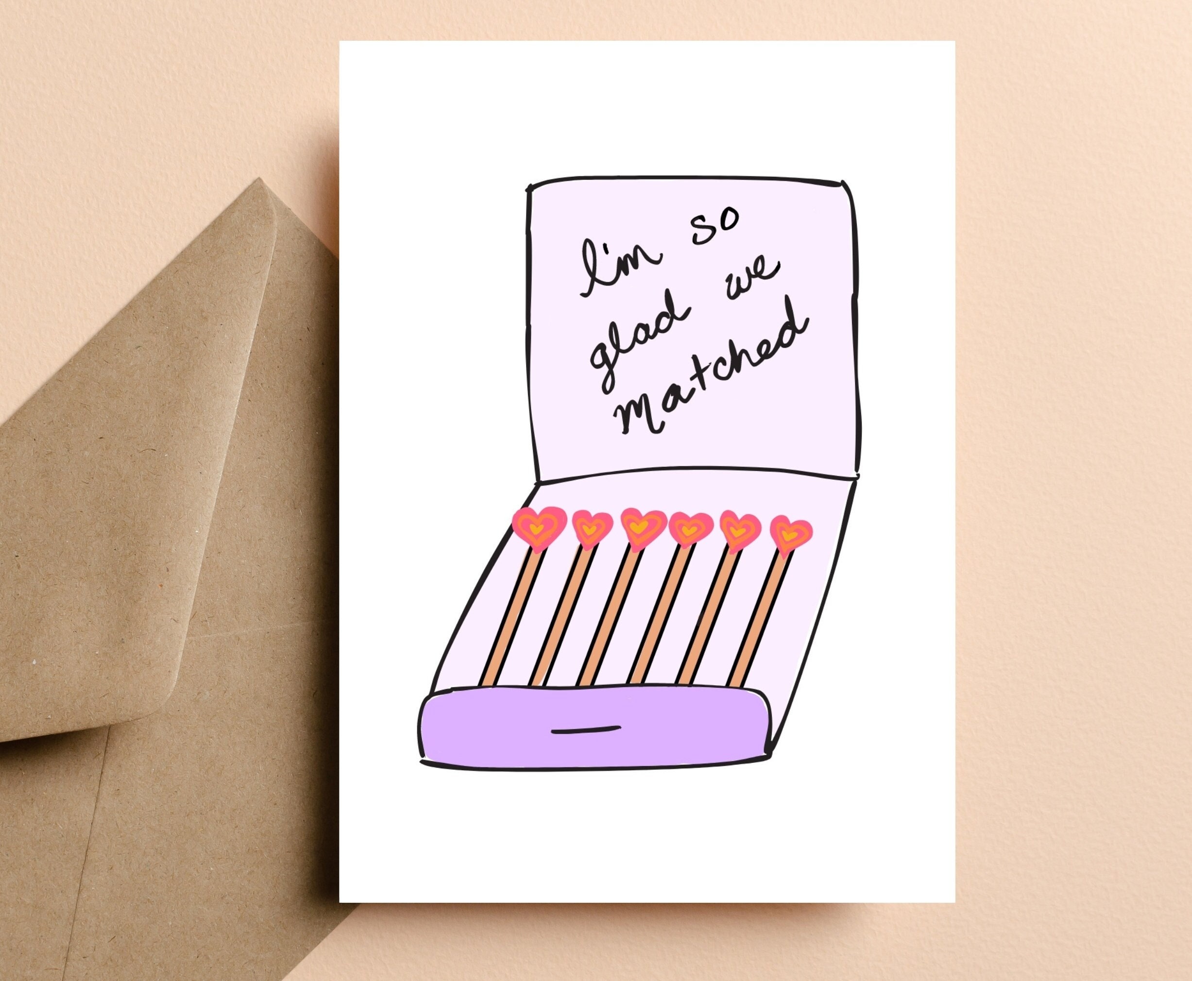 Funny 'Glad We Matched' Anniversary Card for Boyfriend, Husband, Girlfriend, Wife, Tinder Card, Love Card, Dating App Card, Valentines Card