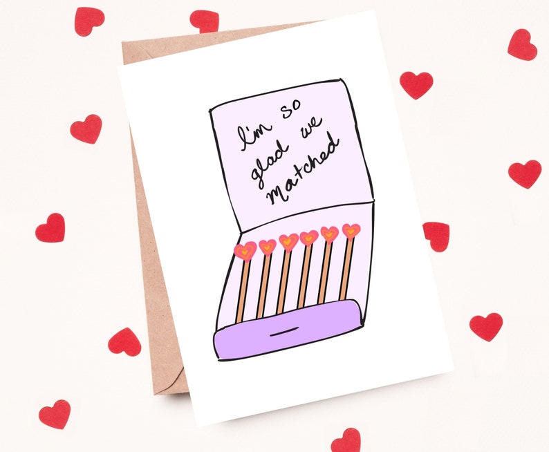 Funny 'Glad We Matched' Anniversary Card for Boyfriend, Husband, Girlfriend, Wife, Tinder Card, Love Card, Dating App Card, Romantic Card image 5