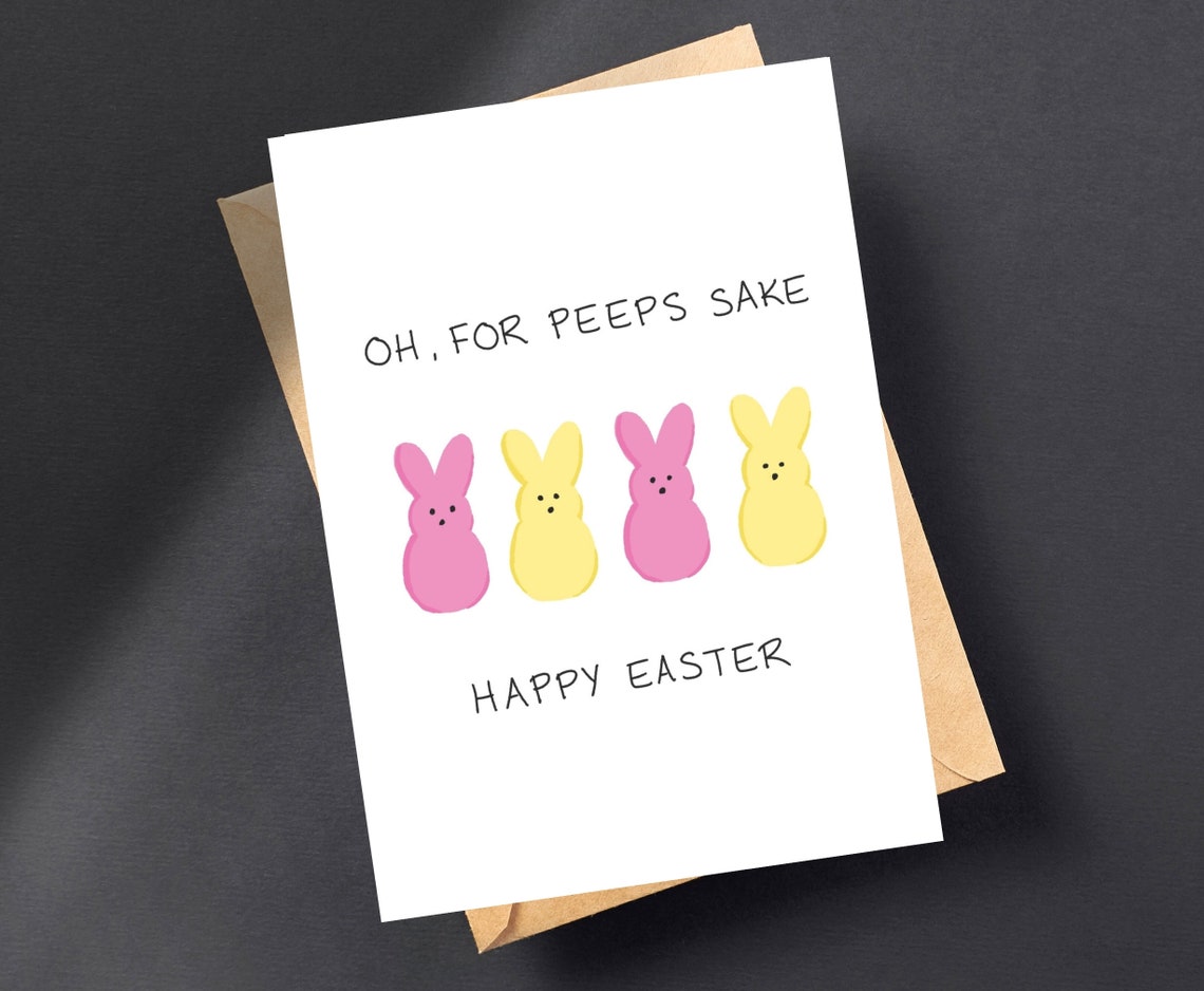 Funny 'peeps' Easter Card, Happy Easter Card, Easter Bunny Card, Cute ...