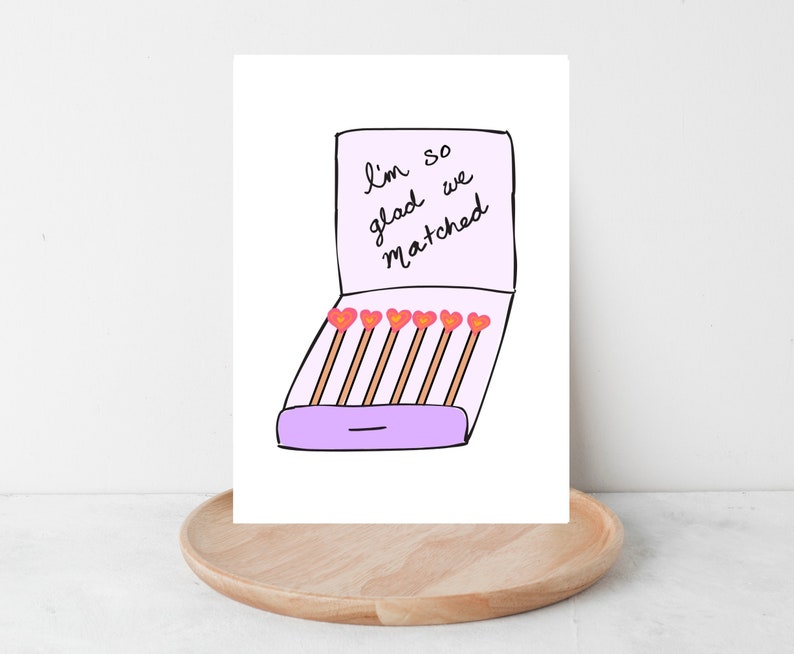 Funny 'Glad We Matched' Anniversary Card for Boyfriend, Husband, Girlfriend, Wife, Tinder Card, Love Card, Dating App Card, Romantic Card image 2