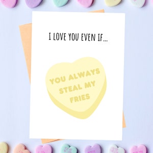 Carte de Saint-Valentin drôle pour mari ou femme, carte de Saint-Valentin pour petit ami ou petite amie, message coeur bonbon, carte d'amour, carte d'anniversaire