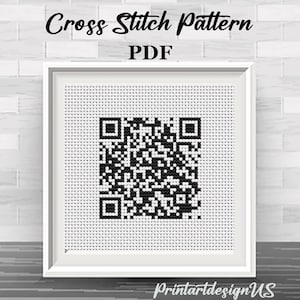 Rick Roll QR Code Cross Stitch Pattern: Funny Meme Embroidery (PDF Pattern