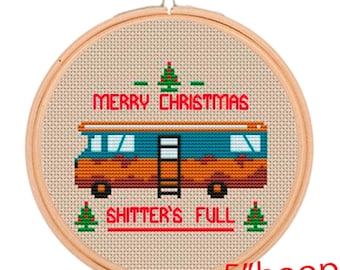 Merry Christmas Shitter&#39;s Full Cross Stitch Kit. Funny Christmas Embroidery Kit. Christmas Vacation Quote Cross Stitch Pattern. Christmas.