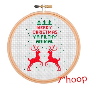 Merry Christmas Ya Filthy Animal Cross Stitch Kit. Funny Christmas Embroidery Kit. Funny Christmas Quote Movie Cross Stitch Pattern. Gift.