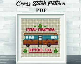 Merry Christmas Shitter&#39;s Full. Counted Cross Stitch Pattern. Ugly Christmas Vacation Pattern. Family Christmas. Funny Christmas Quote