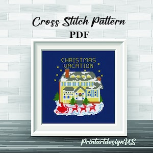 Christmas Vacation Cross Stitch Pattern. Griswold Cross Stitch Pattern. Funny Christmas Quote Embroidery. Family Christmas Design.