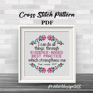 Sarcastic Modern Cross Stitch Pattern. I Can Do All Things Through Evidence-Based Best Practice Which Strengthens Me. Cross Stitch Pattern.