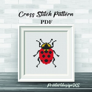 Ladybug Counted Cross Stitch Pattern: Beginner DIY Embroidery (PDF Pattern)