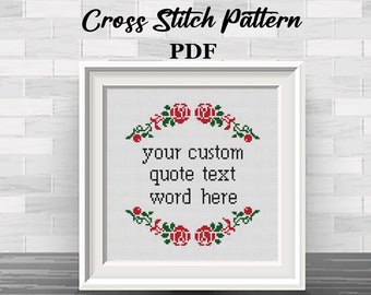 Custom Text Cross Stitch Pattern: Beginner DIY Kit (PDF Pattern)