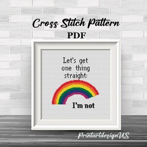 Mettiamo in chiaro una cosa: non sono uno schema a punto croce. Punto croce LGBTQ. Arcobaleno sovversivo e ironico. Gay. Lesbica. Queer. Bandiera arcobaleno