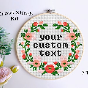 Custom Cross Stitch Kit – Personalized DIY Embroidery with Your Text – Beginner-Friendly Hoop Art Gift- DIY Gift For Her. Your Custom Words