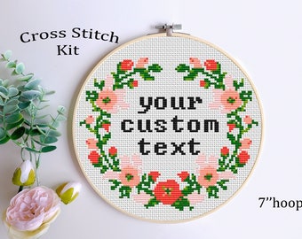 Custom Cross Stitch Kit – Personalized DIY Embroidery with Your Text – Beginner-Friendly Hoop Art Gift- DIY Gift For Her. Your Custom Words