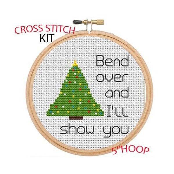 Bend Over and I'll Show You. Cross Stitch Kit. Ugly Christmas. Griswold Family Christmas Embroidery. Christmas Vacation Quote. Gift DIY