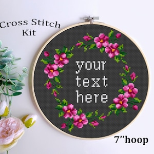 Custom Cross Stitch Kit with Your Quote – Personalized Embroidery Kit – DIY Gift for Her – 14 Count Aida – Complete Craft Set.